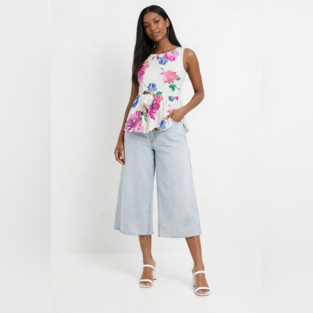 Kate Spade Thalia Floral Peplum Sleeveless Top 00 Bloomcore Like New Soft Girl